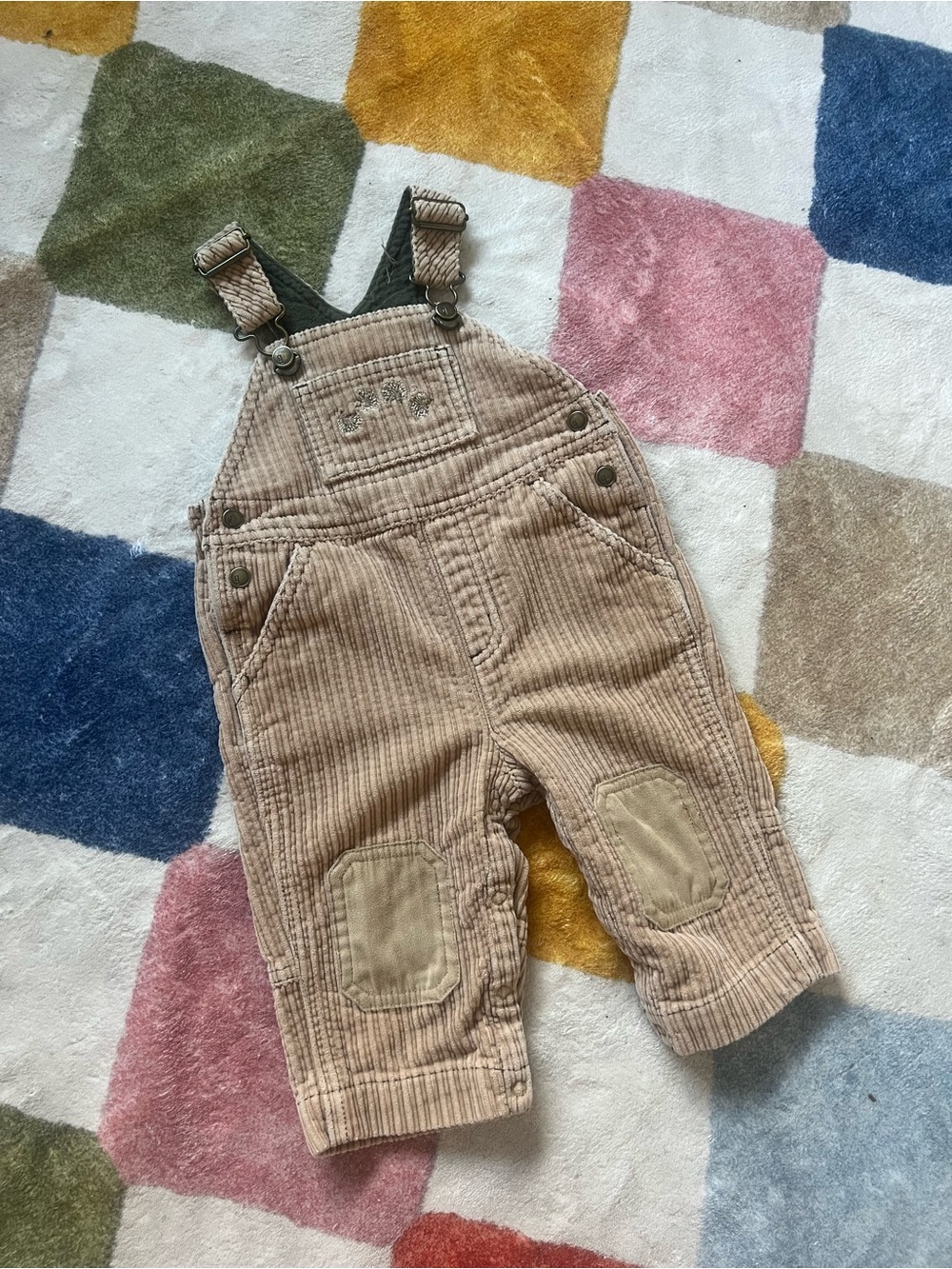Gymboree Tan Corduroy Baby Overalls with Knee Patches